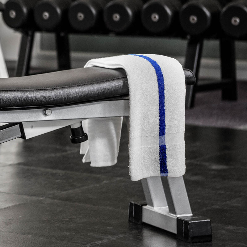Blue Center Stripe Terry Hand Towel