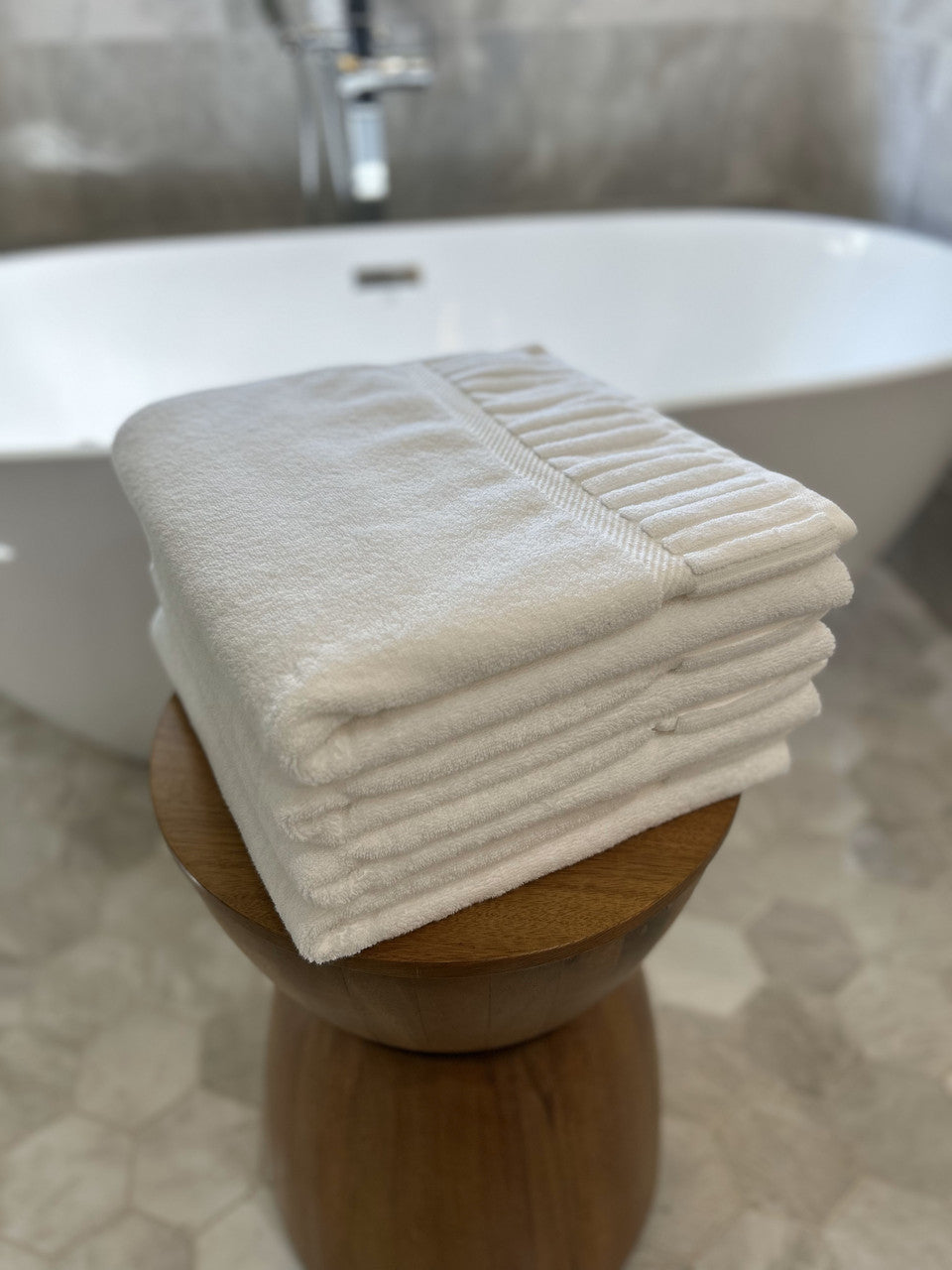 Luxury Piano Key Towels in White by Still Water