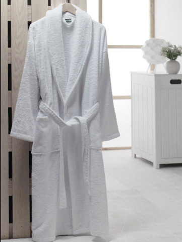 Shawl Collar Terry Robe T400 White