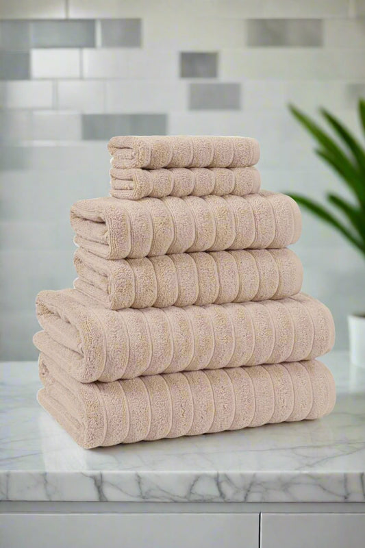 Euphoria Luxury Beige 6-Piece Turkish Cotton Towel Set