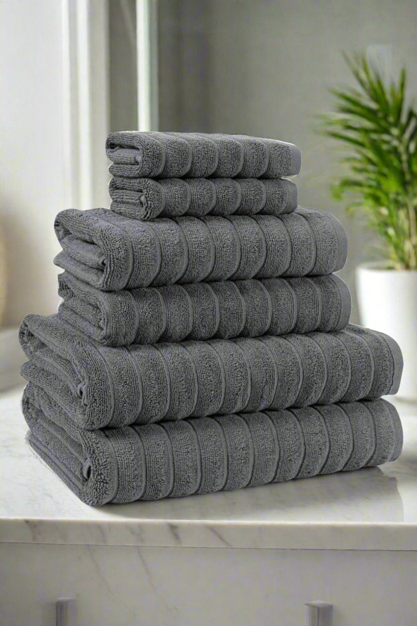 Euphoria Luxury Grey 6-Piece Turkish Cotton Towel Set