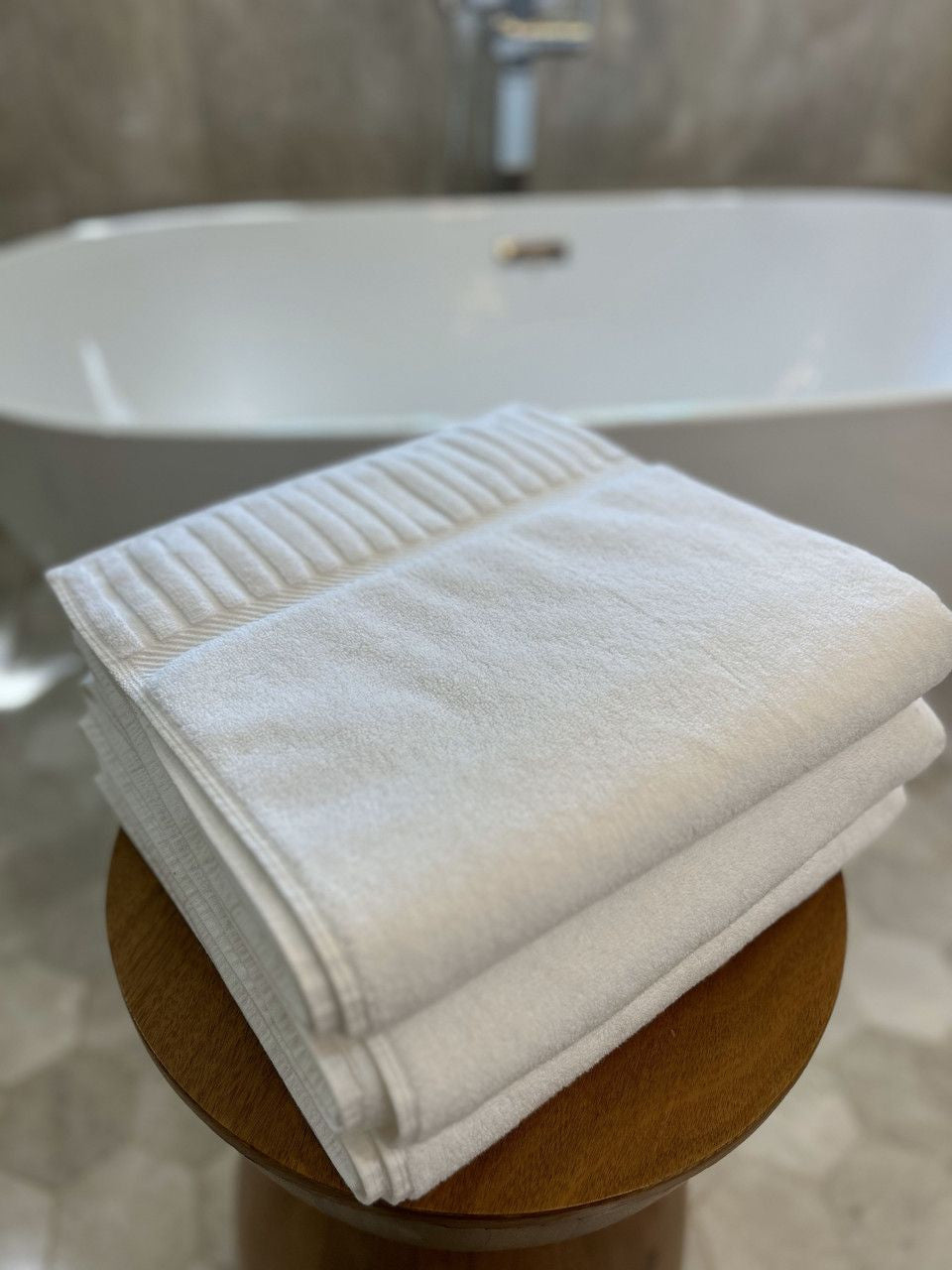 Luxury Piano Key Towels in White by Still Water